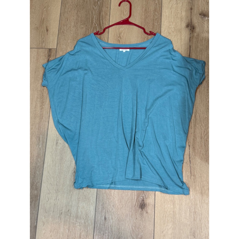 Piko Envi Free Fashion Teal Blue V-Neck Dolman Sleeve Oversized Top Small